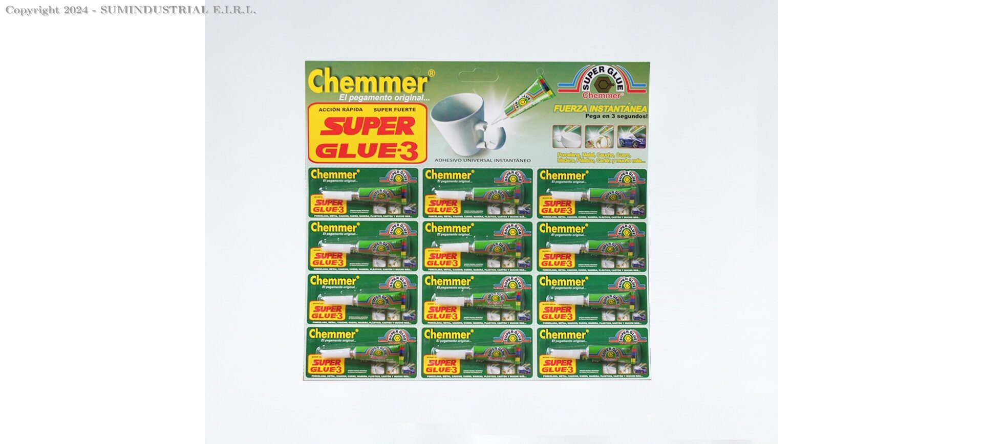 PEGAMENTO CHEMMER EN SET/12UND/1.5G VERDE PLANCHAS