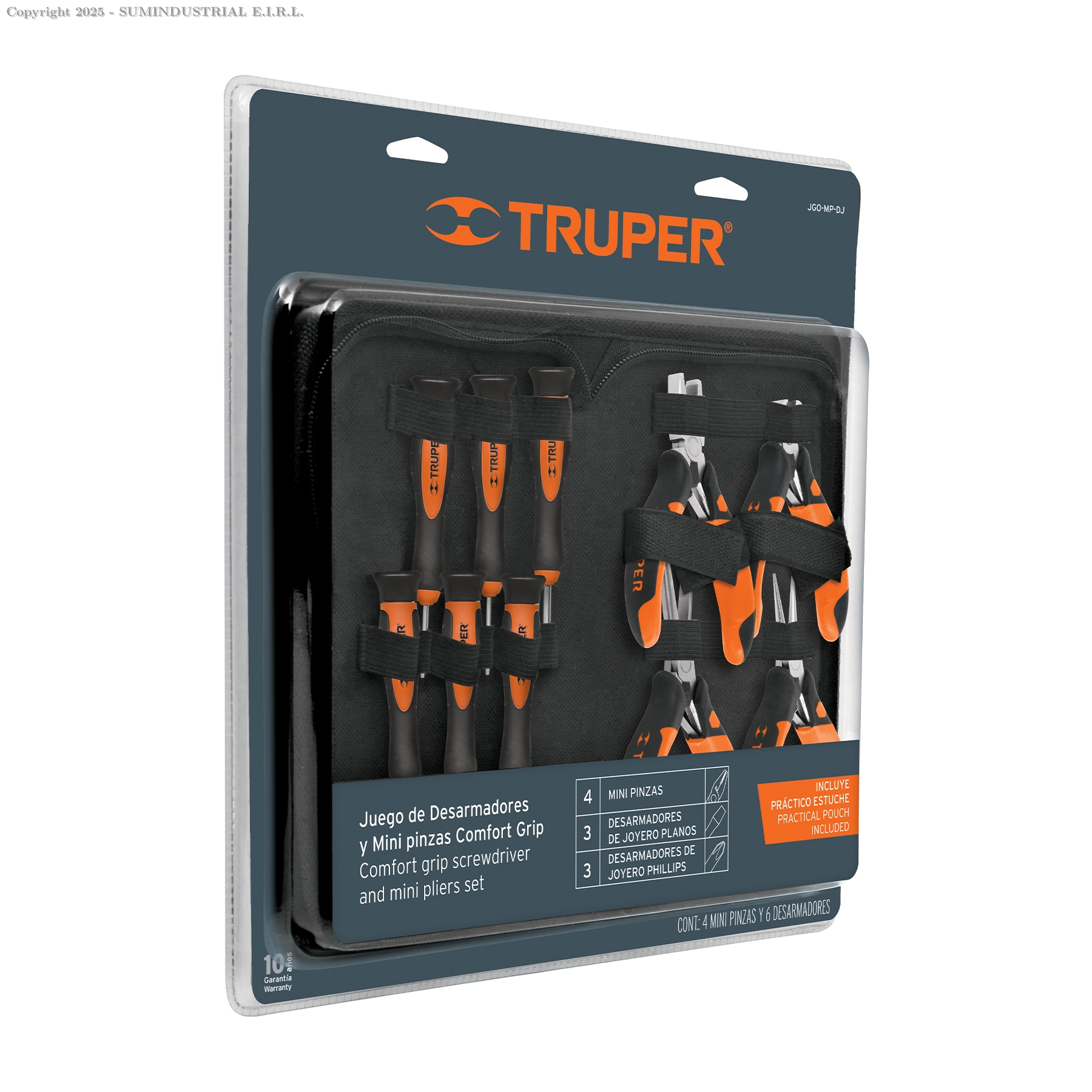 JUEGO 6 DESARMADORES DE JOYERO Y 4 MINI PINZAS COMFORT GRIP 18200